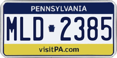 PA license plate MLD2385