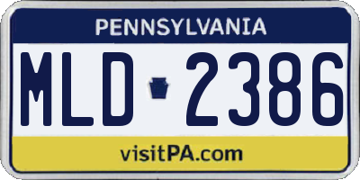 PA license plate MLD2386