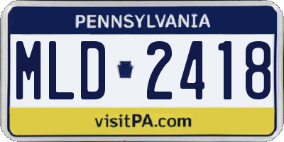 PA license plate MLD2418