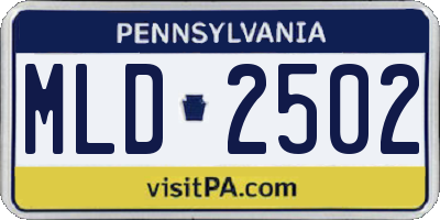 PA license plate MLD2502