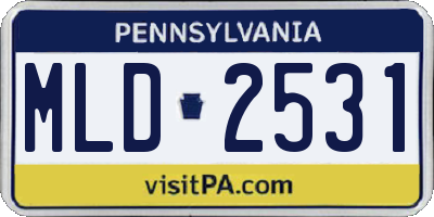 PA license plate MLD2531