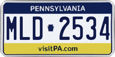 PA license plate MLD2534