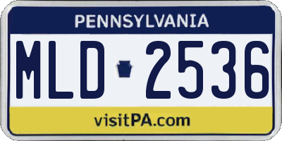 PA license plate MLD2536
