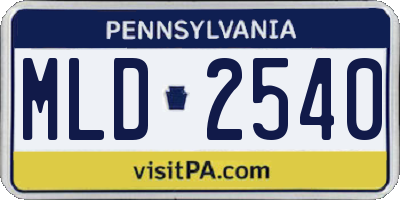 PA license plate MLD2540