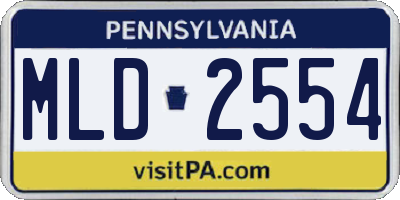 PA license plate MLD2554
