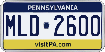 PA license plate MLD2600