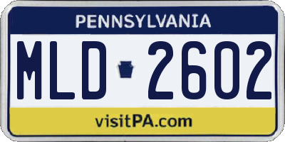 PA license plate MLD2602