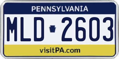 PA license plate MLD2603