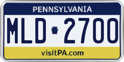 PA license plate MLD2700