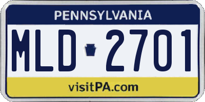 PA license plate MLD2701
