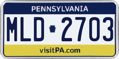 PA license plate MLD2703