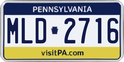 PA license plate MLD2716