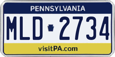 PA license plate MLD2734