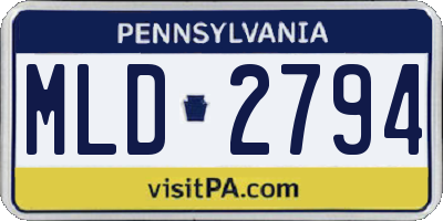 PA license plate MLD2794