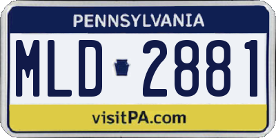 PA license plate MLD2881