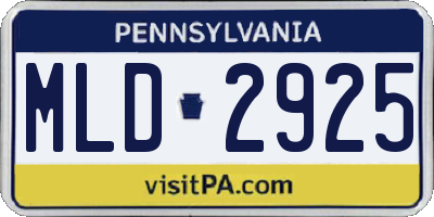 PA license plate MLD2925