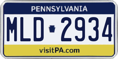 PA license plate MLD2934