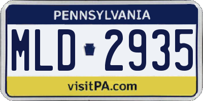 PA license plate MLD2935