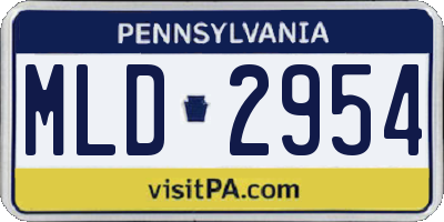 PA license plate MLD2954