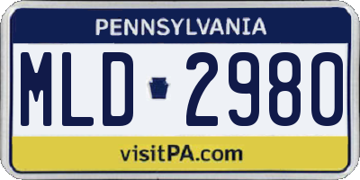 PA license plate MLD2980