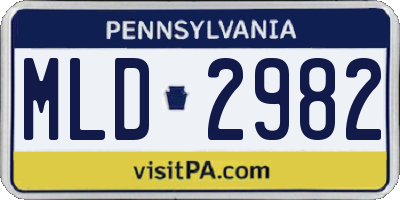 PA license plate MLD2982