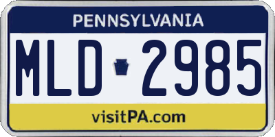 PA license plate MLD2985