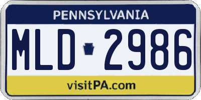 PA license plate MLD2986