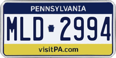 PA license plate MLD2994