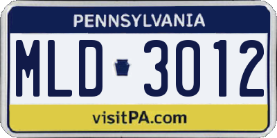 PA license plate MLD3012