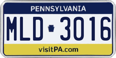 PA license plate MLD3016