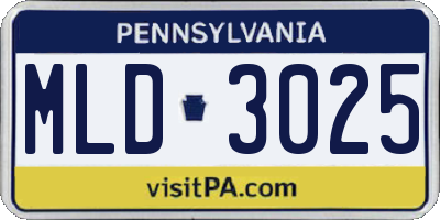 PA license plate MLD3025