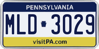 PA license plate MLD3029
