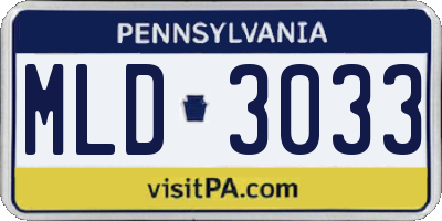 PA license plate MLD3033