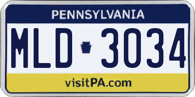 PA license plate MLD3034