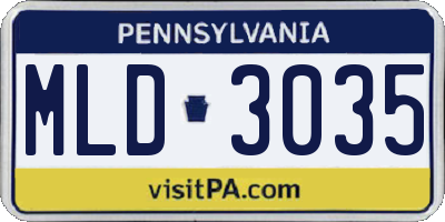 PA license plate MLD3035