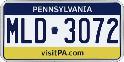 PA license plate MLD3072