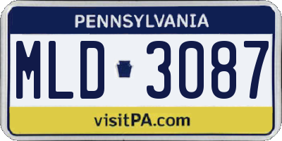 PA license plate MLD3087