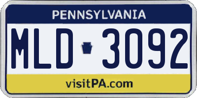 PA license plate MLD3092