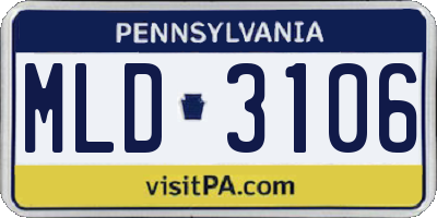 PA license plate MLD3106