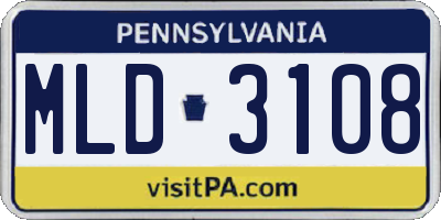 PA license plate MLD3108
