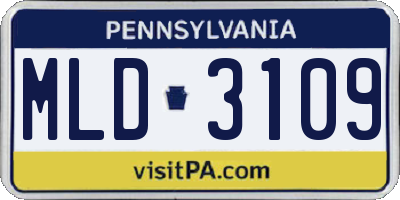 PA license plate MLD3109