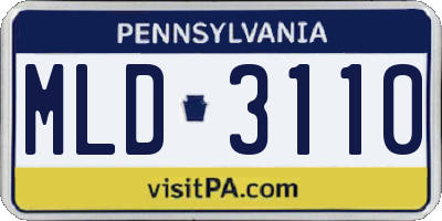 PA license plate MLD3110