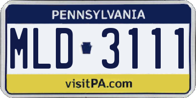 PA license plate MLD3111