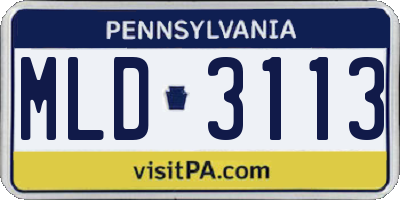 PA license plate MLD3113