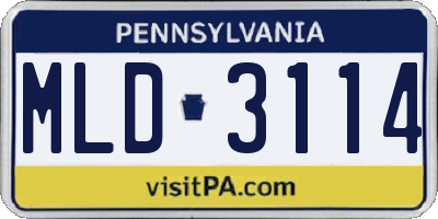 PA license plate MLD3114