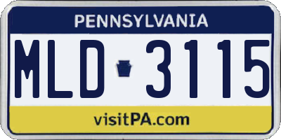 PA license plate MLD3115