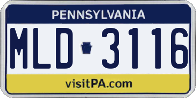 PA license plate MLD3116