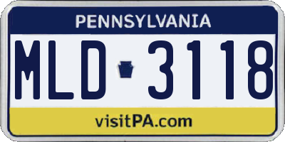 PA license plate MLD3118