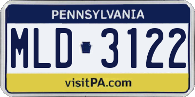 PA license plate MLD3122