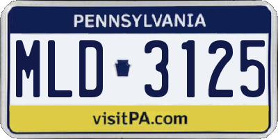 PA license plate MLD3125